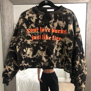 Bleach/ reverse tie died cropped crewneck